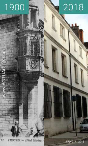 Before-and-after picture of TROYES - Hotel MARISY between 1900 and 2018-Feb-20