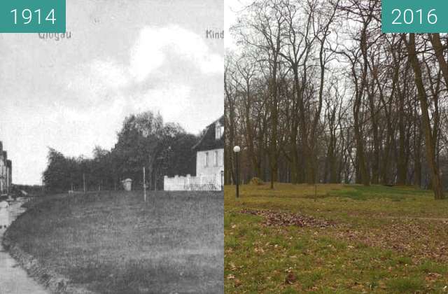 Before-and-after picture of Leopoldring Kinderkrippe (B. Krzywoustego) between 1914 and 2016