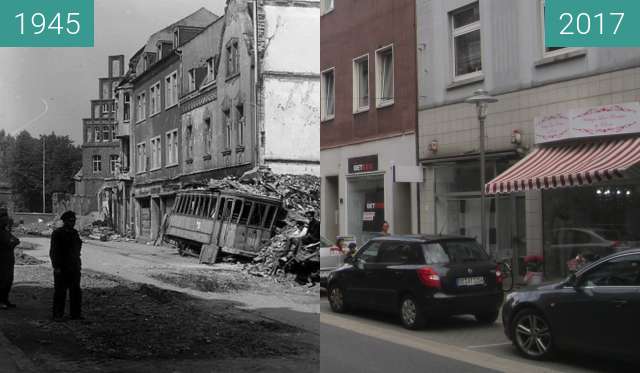 Before-and-after picture of Rentforter Straße between 1945 and 2017-Jul-11