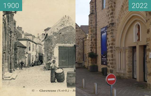 Before-and-after picture of Prieuré Saint-Saturnin between 1900 and 04/2022