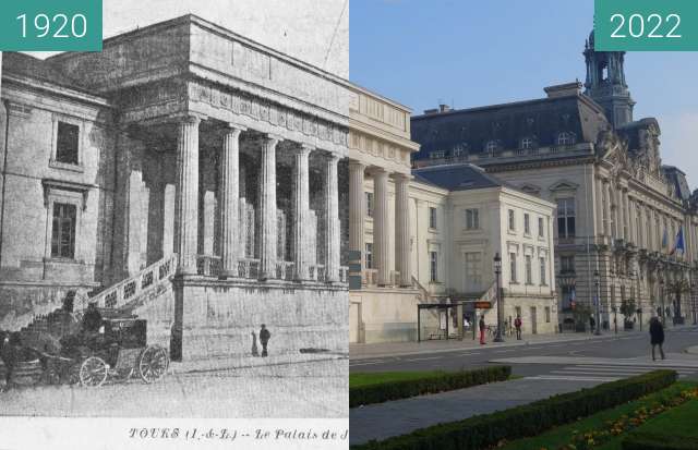 Image avant-après de Hôtel de Ville et Palais de Justice, Tours entre 1920 et 03.2022