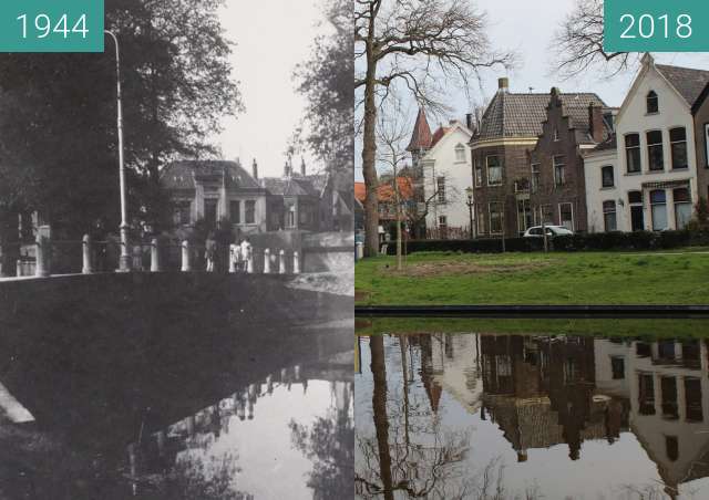 Before-and-after picture of Emmabrug Alkmaar During World War ll between 1944 and 2018-Apr-11