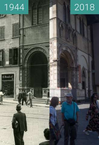 Before-and-after picture of Florence, Italy 1944/2018, Loggia del Bigallo between 07/1944 and 2018-May-20