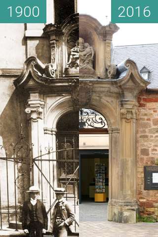 Before-and-after picture of Surviving portal of Agnetenkloster in Trewir between 1900 and 2016-Jun-11