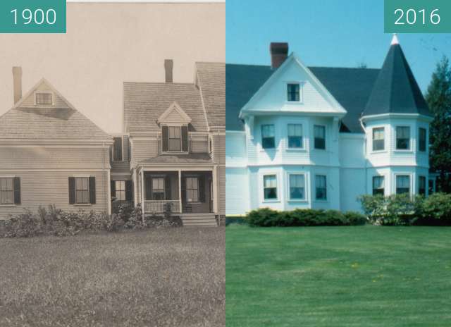 Before-and-after picture of House corner of Wight and Northport Avenue. between 1900 and 2016