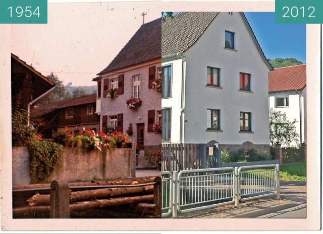 Vorher-Nachher-Bild von Ein Haus in der Gronauer Strasse in Bensheim -Zell zwischen 30.06.1954 und 26.04.2012