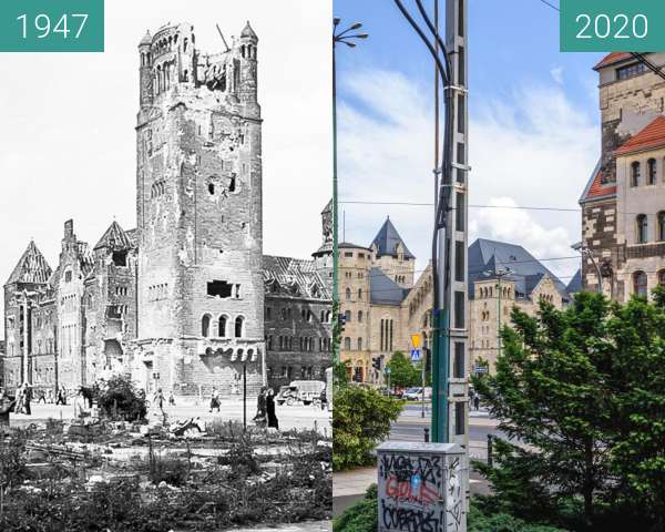 Vorher-Nachher-Bild von Ulica św. Marcin, Zamek Cesarski zwischen 1947 und 23.06.2020