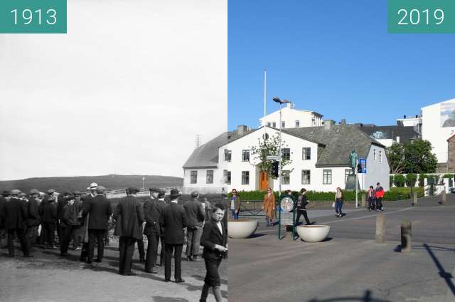 Vorher-Nachher-Bild von Reykjavík, Regierungsgebäude zwischen 12.06.1913 und 27.05.2019