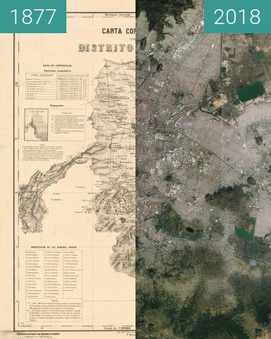 Vorher-Nachher-Bild von Mexico city (CDMX) zwischen 1877 und 2018