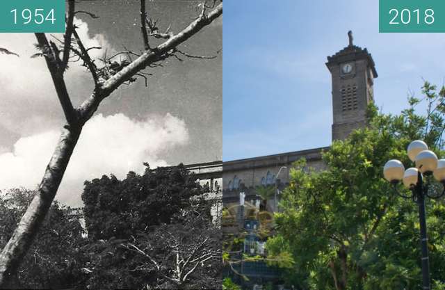 Before-and-after picture of Christ the King Cathedral in Nha Trang between 1954 and 2018-May-13