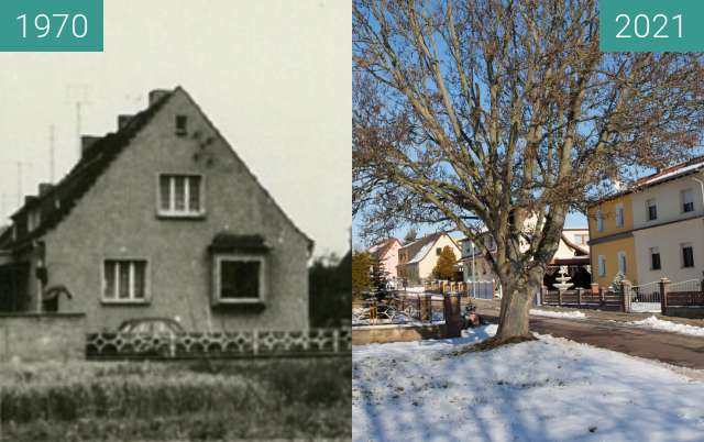 Before-and-after picture of Teicha Ecke süd-ost Siedlung between 1970 and 2021-Jan-31