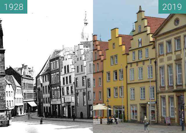 Image avant-après de Marktplatz mit Justus-Möser-Denkmal entre 1928 et 19 juin 2019