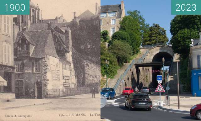 Before-and-after picture of Le Mans Tunnel between 1900 and 05/2023