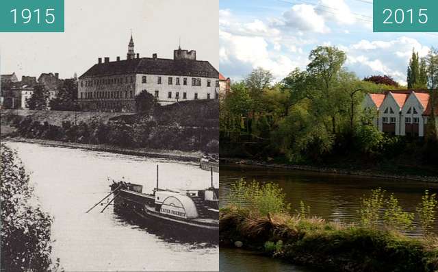 Vorher-Nachher-Bild von Oder river with Castel (Oder Fluss mit Schloss) zwischen 1915 und 2015