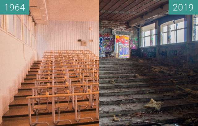 Before-and-after picture of Institut Dolomieu - L'Amphithéatre between 1964 and 2019-Oct-31