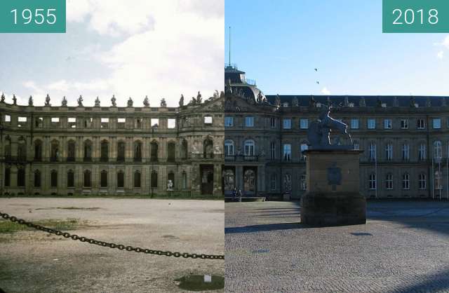 Vorher-Nachher-Bild von Neues Schloss zwischen 1955 und 2018