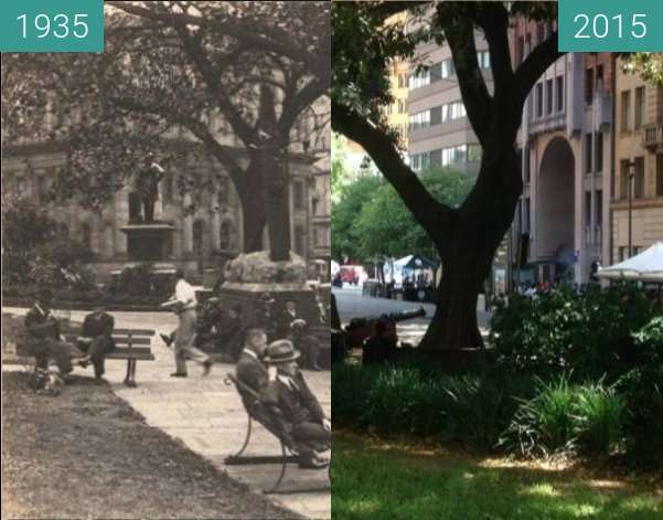 Before-and-after picture of Macquarie Place, Sydney between 1935 and 2015