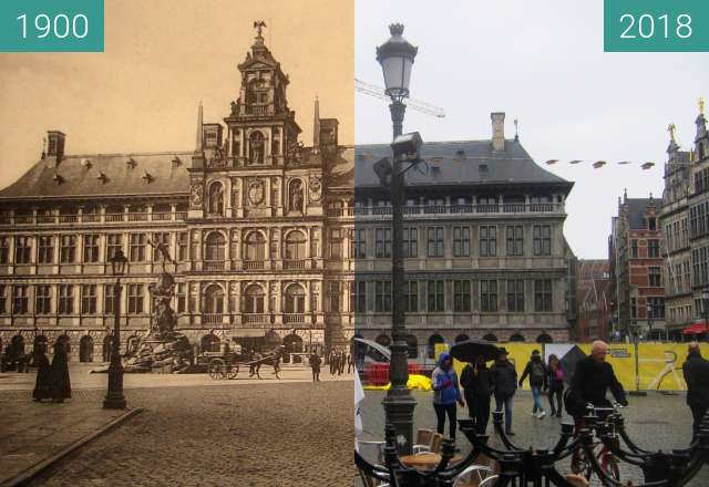 Before-and-after picture of Stadhuis between 1900 and 2018-Apr-02