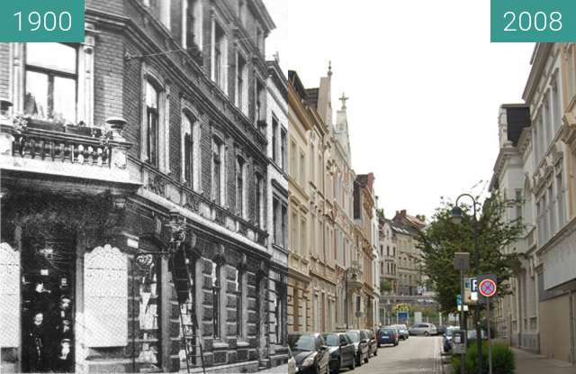 Before-and-after picture of Stolberg Rhld Kortumstraße between 1900 and 2008-Jun-15