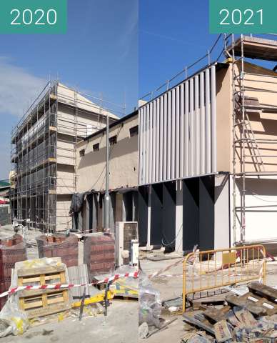 Before-and-after picture of Estación de Badajoz between 2020-Oct-19 and 2021-Feb-15