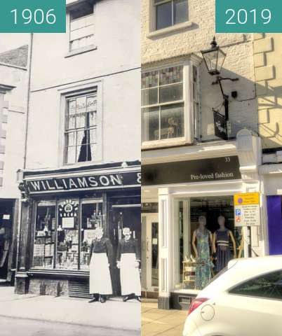 Before-and-after picture of Williamson & Dingle - Hardware Shop between 1906-Jul-26 and 2019-Jun-20