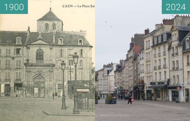 Before-and-after picture of Place Saint-Sauveur between 1900 and 11/2024