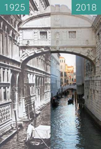 Before-and-after picture of Bridge of Sighs in Venice by Kurt Hielscher, 1925 between 1925 and 2018-Feb-13