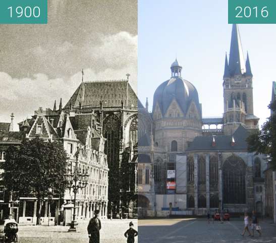 Vorher-Nachher-Bild von Aachener Dom zwischen 1900 und 10.09.2016