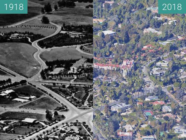 Image avant-après de Beverly Hills Hotel entre 1918 et 2018