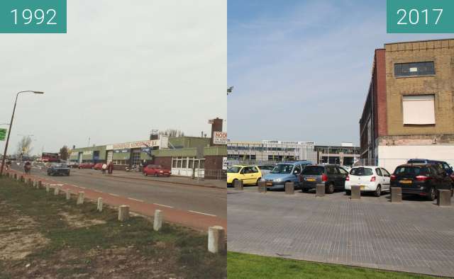 Before-and-after picture of Noorderkade between 1992-Mar-17 and 2017-Aug-23