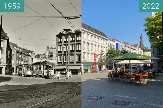 Image avant-après de Straßenbahnen am Nikolaiort entre 21 juin 1959 et 19 juil. 2022