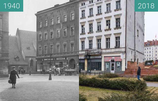 Before-and-after picture of Ulica Wroniecka between 1940 and 2018-Mar-15