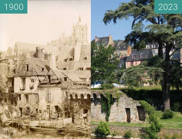 Before-and-after picture of Bords of the Sarthe, Le Mans between 1900 and 05/2023