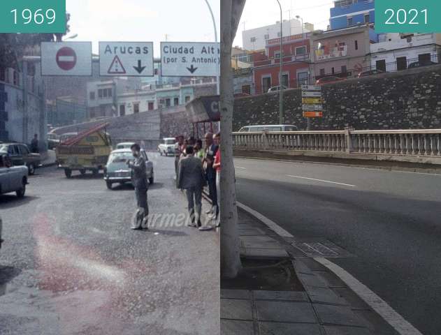 Before-and-after picture of Subida de Mata con el paso de los años. between 1969 and 2021-Dec-14