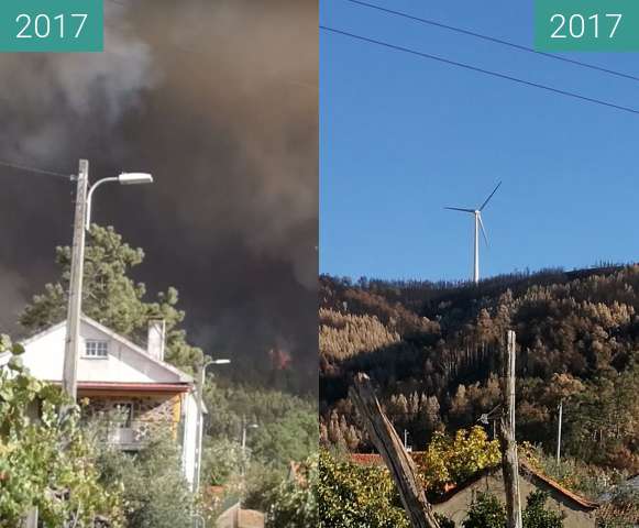 Vorher-Nachher-Bild von Portuguese village during and after a wildfire zwischen 15.10.2017 und 21.11.2017