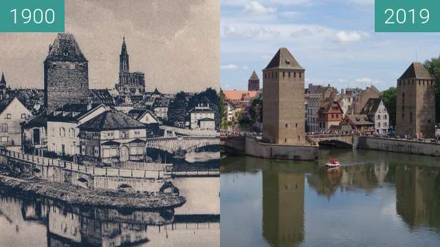 Before-and-after picture of Ponts couverts between 1900 and 2019-Aug-08