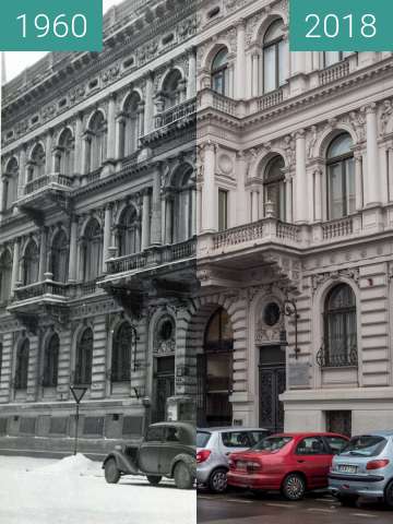 Before-and-after picture of Museum of Art in Lodz between 1960 and 2018-Feb-13