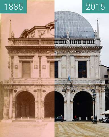 Image avant-après de Palazzo della Loggia entre 1885 et 2015