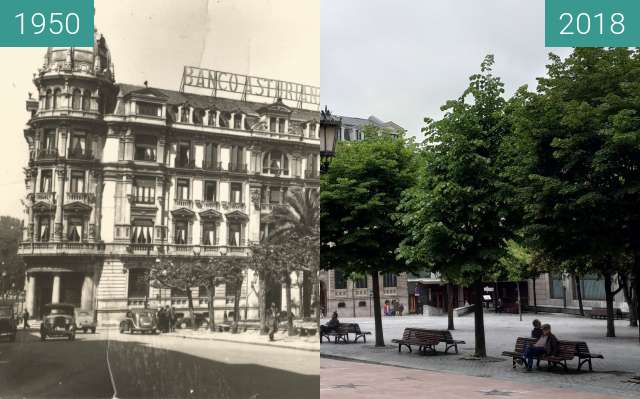 Image avant-après de Plaza de Porlier, Oviedo entre 1950 et 2 juin 2018