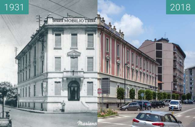 Before-and-after picture of Palazzo Esposizioni Mobili, Mariano Comense between 1931 and 2018-Jun-02