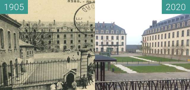 Before-and-after picture of Saint-Brieuc- Boulevard et Caserne Charner between 1905 and 2020-Nov-15