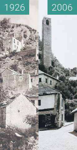 Image avant-après de Počitelj, Bosnia and Herzegovina 1926 vs. 2006 entre 1926 et 08.2006