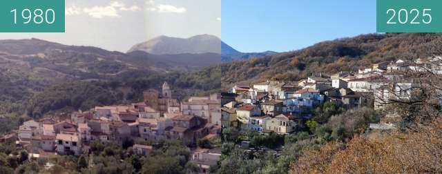 Before-and-after picture of Carbone (PZ), panorama del paese between 1985 and 2025