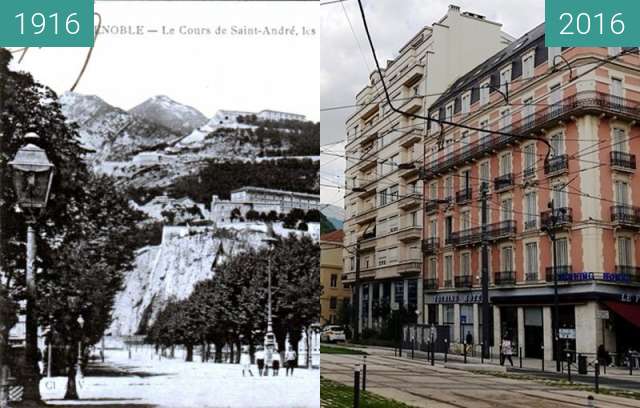 Before-and-after picture of Grenoble | Cours Jean Jaurès  between 1916 and 2016