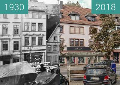 Vorher-Nachher-Bild von Aschaffenburg - Freihofsplatz zwischen 1930 und 2018