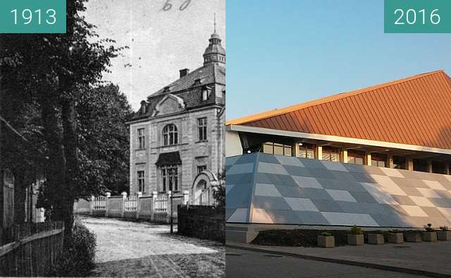 Before-and-after picture of Mozartstrasse - Loge Wilhelm zur Wahrheit und Tuge between 1913 and 2016