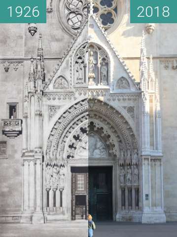 Vorher-Nachher-Bild von Zagreb Cathedral 1926 vs. 2018 zwischen 1926 und 27.12.2018