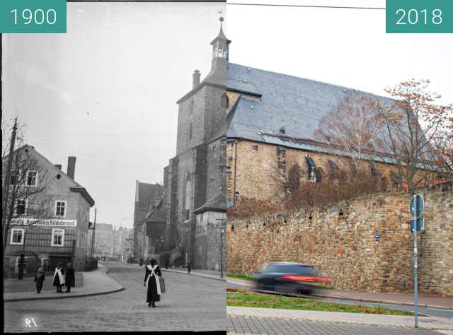 Vorher-Nachher-Bild von Moritzkirche zwischen 1900 und 15.12.2018