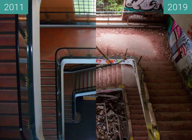 Before-and-after picture of Escalier principal Institut Dolomieu between 2011-May-06 and 2019-Aug-12