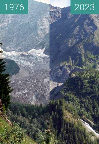 Vorher-Nachher-Bild von Bas du glacier de Bionnassay zwischen 07.1976 und 31.07.2023